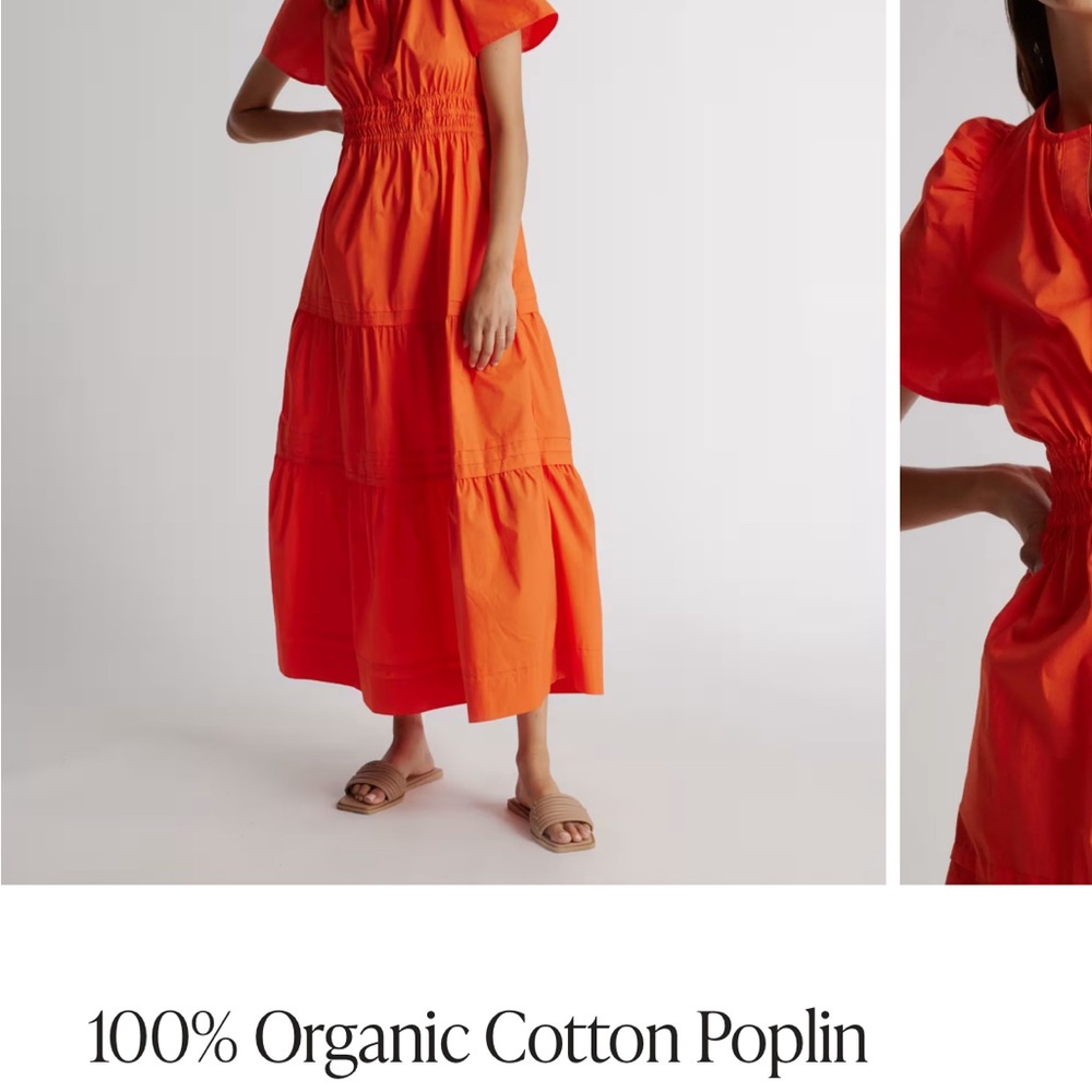 Orange Cotton Poplin Dress